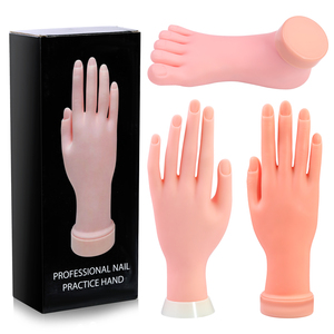 Mano finta in silicone per pratica unghie, mano protesica flessibile e pieghevole, strumento di allenamento per manicure per principianti di nail art e unghie acriliche - Product Image 3