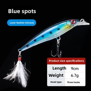 Fourniture directe d'usine Matériel de pêche Tentation fatale Leurre laser à très longue portée Minnow avec plume - Product Image 5