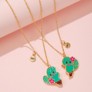 2 unids/set joyería magnética Cactus Puzzle atraer COLLAR COLGANTE para el mejor amigo atraer cada encanto BFF Collar para niños - Product Image 2
