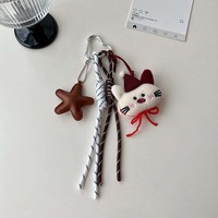 Porte-clés ours en peluche mignon GF, style Miu, avec boucle cœur et dragonne, breloque de sac de dessin animé, ornement suspendu pour clé de voiture et décoration de sac