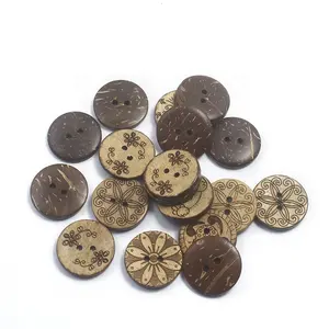 Forma personalizada natural ecológica 2/4 agujeros niños álbum de recortes decorativo al por mayor madera botones de Coco para manualidades
