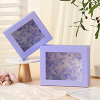 Caja de Regalo Floral con Ventana Transparente Cuadrada, Decoración con Lazo de Organza, Materiales Reciclados, Acabado Mate, para Regalos de Boda, Baby Shower y Fiestas