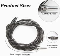 Déboucheur manuel robuste de 10 mm avec adaptateur de perceuse, câble flexible de 2 m pour éliminer les bouchons dans les éviers de cuisine et de douche