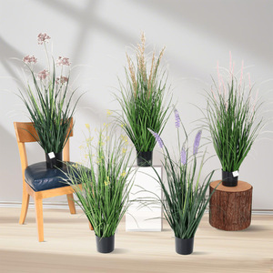 Plantes artificielles en pot : Roseaux, Herbe d'oignon, Fleurs de colza, Queue de chat, 100cm-200cm, Décoration intérieure et extérieure, Collection Château des Rêves - Product Image 2