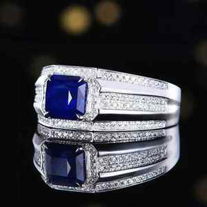 Anillo de lujo SGARIT Sri Lanka con zafiro azul natural de 2.41 ct, oro de 18k, diamantes naturales de 122 piezas y 0.305 ct, certificado NGTC, joyería para hombre. - Product Image 2