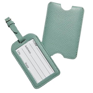 Étiquette de bagage en cuir vert menthe, imperméable, ultralégère, accessoire de voyage, style minimaliste urbain - Product Image 4