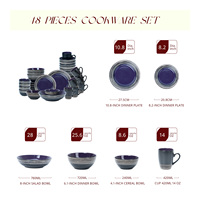 48 pcs Lavande Violet Grès Céramique Service de Dîner Tasse à Café Vintage Avec Salade Bol à Céréales Ensembles de Vaisselle Haut de Gamme 8 Personnes