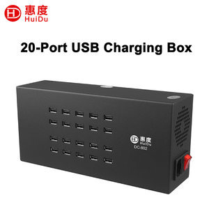 Estación de Carga Multipuerto USB de 20 Puertos, 100W 5V 2.4A por Puerto, Cargador Rápido Inteligente con Protección Contra Sobrecorriente y Sobretensión, Metálico - Product Image 1