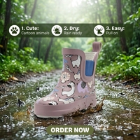 Bottes de pluie Chelsea pour tout-petits en caoutchouc naturel toutes saisons, imprimé dessin animé, côtés élastiques, imperméables, pour bébé, pour l'extérieur – Vente chaude
