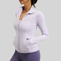 Veste de sport respirante et élastique avec poches pour la course, le yoga et les activités sportives, manches longues, femme, Spandex/Polyester