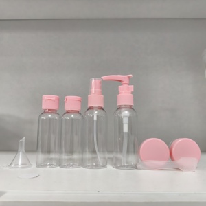 Juego de Botellas de Plástico PET Transparente con Pulverizador, para Lociones y Cremas, Envases Cosméticos Redondos, Set de Viaje - Product Image 2