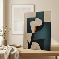 Peinture à l'huile 3D moderne à texture épaisse, peinte à la main, vert foncé, géométrique abstraite, art mural sur toile pour la décoration du salon
