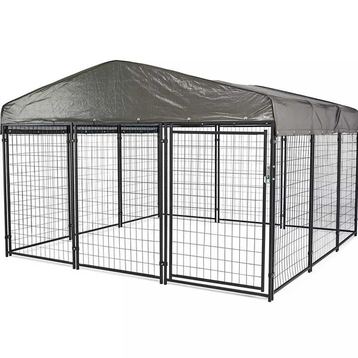 Large Outdoor Heavy Duty Wire Mesh Dog Cage Kennel With Waterproof Top