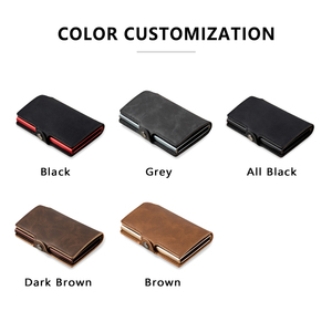 Casekey Wholesale Ultra-thin Simple Pop-<b>up</b> Card <b>Box</b> RFID Protection Bank Credit Card Holder PU Wallet Tarjetero Billetera - Product Image 6