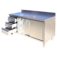 Table de travail industrielle de haute qualité à 2 niveaux en acier inoxydable pour équipement de cuisine