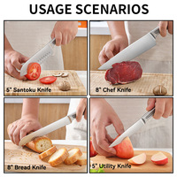 Ensemble de couteaux de cuisine une pièce de qualité supérieure de 14 pièces avec aiguiseur ensemble de couteaux en acier inoxydable à haute teneur en carbone pour la cuisine