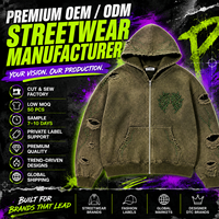 Vente en gros de sweats à capuche zippés personnalisés, effet délavé, avec graphiques en strass, coupe oversize, style streetwear, pour marques de créateurs