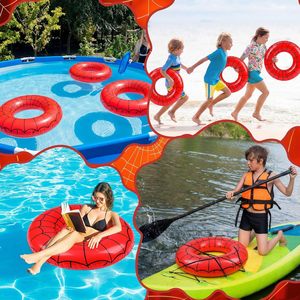 3 Pack Red Spider Web Inflatable Swim Rings for <b>Pool</b> Beach - Product Image 5