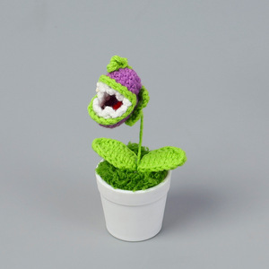 Handmade Mini Crochet Succulent Plant Pot Desktop Car Ornament <b>Gift</b> for Students - Product Image 3