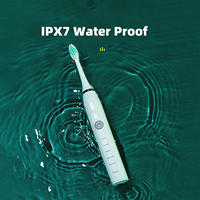 Vente en gros de brosses à dents électriques soniques automatiques AUZZO BA-107, étanches IPX7, poils doux, 3 têtes de brosse de rechange, rechargeables par USB, 5