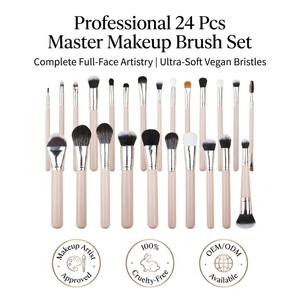 Kit de pinceaux cosmétiques à étiquette privée, 24 pièces, impression de logo personnalisé, fabricant direct, grossiste, ensemble de pinceaux de maquillage synthétiques vegan doux - Product Image 6