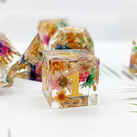 7 pièces de dés de fleurs en résine ensemble Donjons & Dragons RPG Jeu de société jeu de rôle Dés D20 D12 D10 D8 D6 D4 Sharp Edge Dice