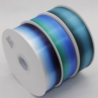 Ruban en satin polyester double face arc-en-ciel de 4 cm x 100 yards, motif floral de luxe, pour emballage cadeau DIY et fournitures artisanales
