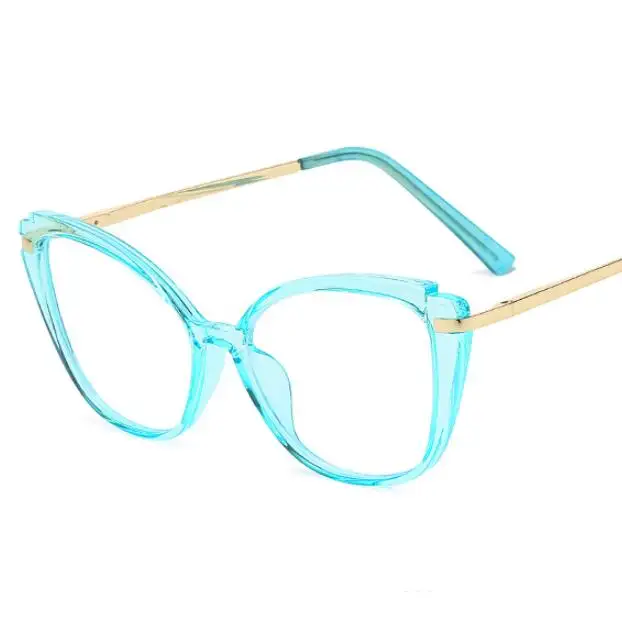Importazione di occhiali 2023 montatura ottica da Shenzhan Cateye occhiali da vista trasparenti occhiali ottici in metallo Tr90 Anti luce blu