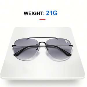 Lunettes de soleil de lecture bifocales sans monture UV400, double vision (loin/près), style pilote, pour hommes et femmes, vente en gros - Product Image 3