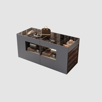 Système de garde-robe de plain-pied de luxe vestiaire moderne personnalisé avec îlot modulaire vitrine à bijoux en bois pour chambre à coucher de villa