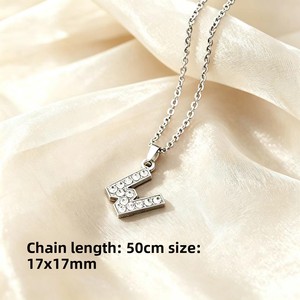<span class=keywords><strong>Collier</strong></span> initial A-Z en zircon pavé pour femme, pendentif alphabet en acier titane, bijoux de mode, vente en gros - Product Image 4