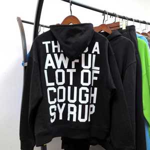เสื้อฮู้ดดี้ผ้าฝ้ายคุณภาพสูง 100% ประดับเพชรเทียม สไตล์สตรีทแวร์สำหรับผู้ชาย รุ่น THAT'S a AWFUL LOT of COUGH SYRUP - Product Image 4