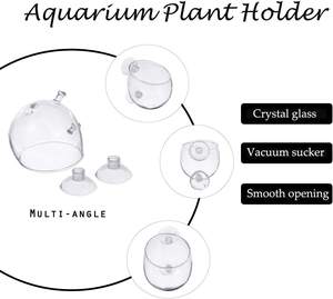 Verre cristal décor aquatique plante tasse Pot ventouse réservoir de poissons <span class=keywords><strong>Aquarium</strong></span> Aquascape fixation facile pour <span class=keywords><strong>Aquarium</strong></span> aquatique - Product Image 2