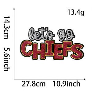 Patch brodé thermocollant en chenille et sequins, grande taille 28cm/11inch, motif 49ERS Let's Go Cowboy Sport Game, pour T-shirts et sweats à capuche - Product Image 6