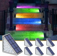 Lumière LED pour escalier, allumage et extinction automatiques, lumière solaire pour marche, blanc, RGB, couleur unie, changement de couleur, triangle, étanche, capteur, lumière solaire pour escalier