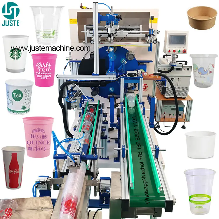 Mesin cetak layar otomatis penuh kustom produsen Digital semi-otomatis pencetak layar Semi otomatis untuk cangkir plastik kertas