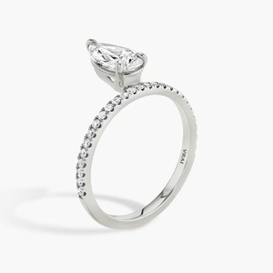 ANILLO DE ORO BLANCO THE HOVER PEAR, Oro Blanco de 18 Quilates, Anillo de Diamantes Clásico con Certificado IGI para Boda o Compromiso - Product Image 2
