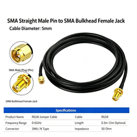 Câble d'extension coaxial RG58 50 Ohm à faible perte, mâle SMA vers femelle, pour routeur WiFi, antenne GPS, 4G LTE 0-6 GHz