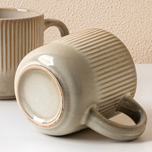 Japanese Stripe Style 350ml <b>Ceramic</b> <b>Cup</b> New Vertical Relief Mug for Office Home Party for Coffee Milk Water Great Business Gift - Product Image 6