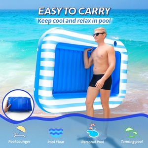 Summer Water Loungers with Pillows Large Removable <b>Inflatable</b> Bathtub Sun <b>Bath</b> Floating Tanning Pool - Product Image 3