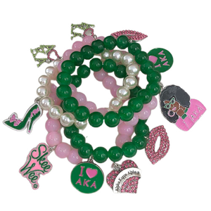 Conjunto de Joyería con Dijes de Corazón, Amor, Labios y Chica Bonita, con Cuentas Elásticas Rosas y Verdes, Estilo Griego, para Zapatos de Tacón Alto - Product Image 1