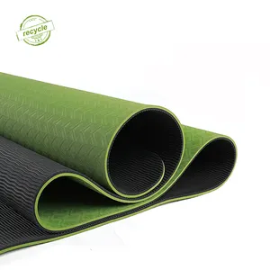 Tapis de yoga TPE léger et antidérapant 7mm, tapis de gymnastique 1/4 pouces, super épais et Long, avec sangle de transport, pour Yoga et Pilates