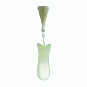 Elegant Pure Xiuyu <b>Jade</b> Gua Sha Massager Fish-Design Facial Scraper with Silk Tassel for Spa and Home Ornament - Product Image 2