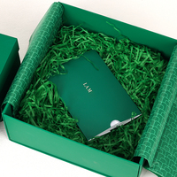Sérum de luxe soins de la peau cosmétiques mystère boîte-cadeau de base supérieure boîte d'emballage en papier vert brillant à lèvres avec papier de soie