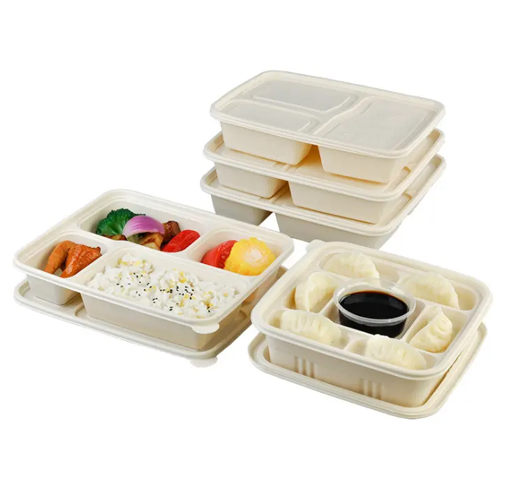 Compartimento desechable Biodegradable para alimentos, contenedor para comida, caja para comida, maíz, starch