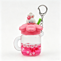 Porte-clés en acrylique à paillettes liquides de formes variées, figurine en PVC personnalisable, décoration scintillante, cadeau promotionnel pour fête