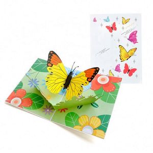 Carte de vœux personnalisée avec logo imprimé, fleurs 3D en forme de papillon, avec les meilleurs vœux - Product Image 1