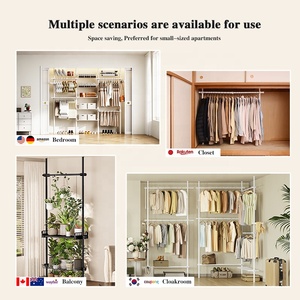 YIJIALE Armoire Blanche Portable pour Chambre <span class=keywords><strong>à</strong></span> Coucher – Système de Rangement Moderne pour Vêtements, Petite Armoire d'Angle Ouverte - Product Image 5