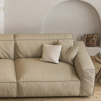 Canapé d'angle en cuir véritable et tissu, design minimaliste italien, pour appartements grands et petits