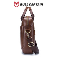 Bolso Mensajero de Cuero Genuino Clásico e Informal para Hombre BULLCAPTAIN, Compatible con Laptop de 14 Pulgadas, Ligero y de Gran Capacidad